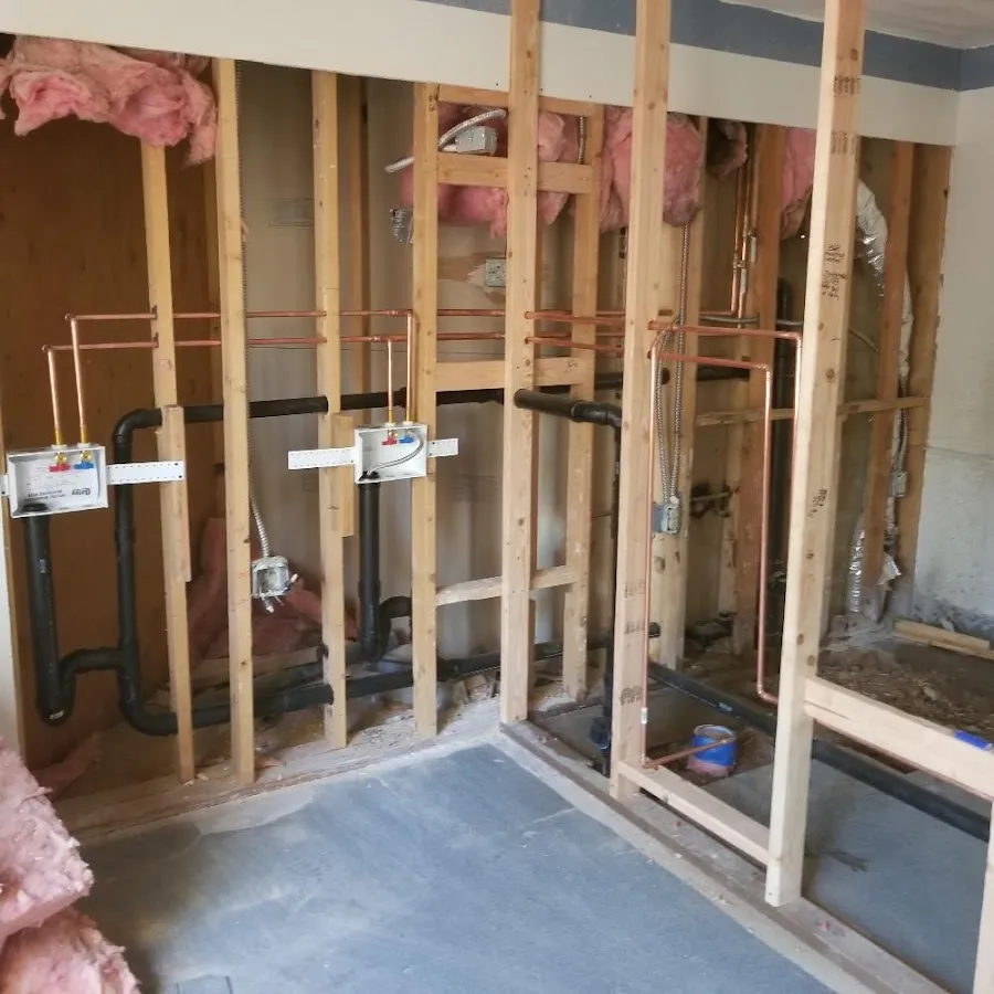 Copper pipe rough-in and plumbing installation in Dallas